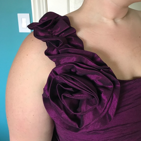 Plum One Shoulder Cocktail Dress - Picture 3 of 3
