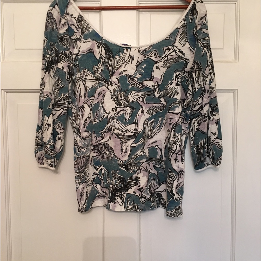 Anthropologie horse print top