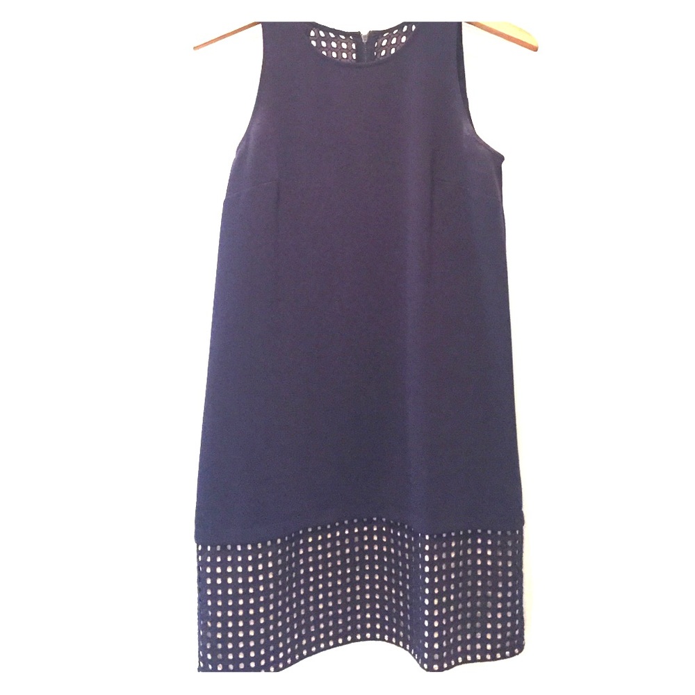 Loft navy shift dress with eyelit accents - size 4