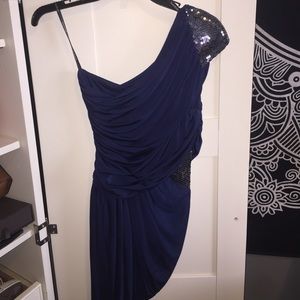 Navy short BeBe dress with sequins design