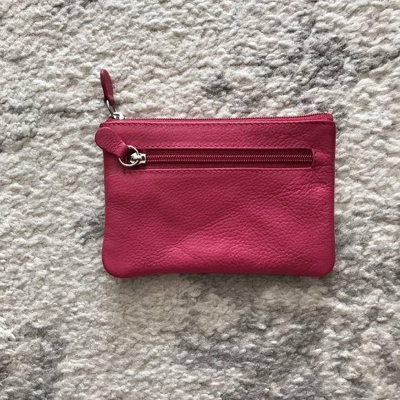 Hot pink leather AJM coin purse / keychain - Picture 3 of 5