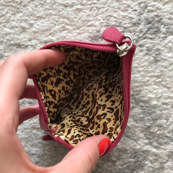 Hot pink leather AJM coin purse / keychain - Picture 4 of 5