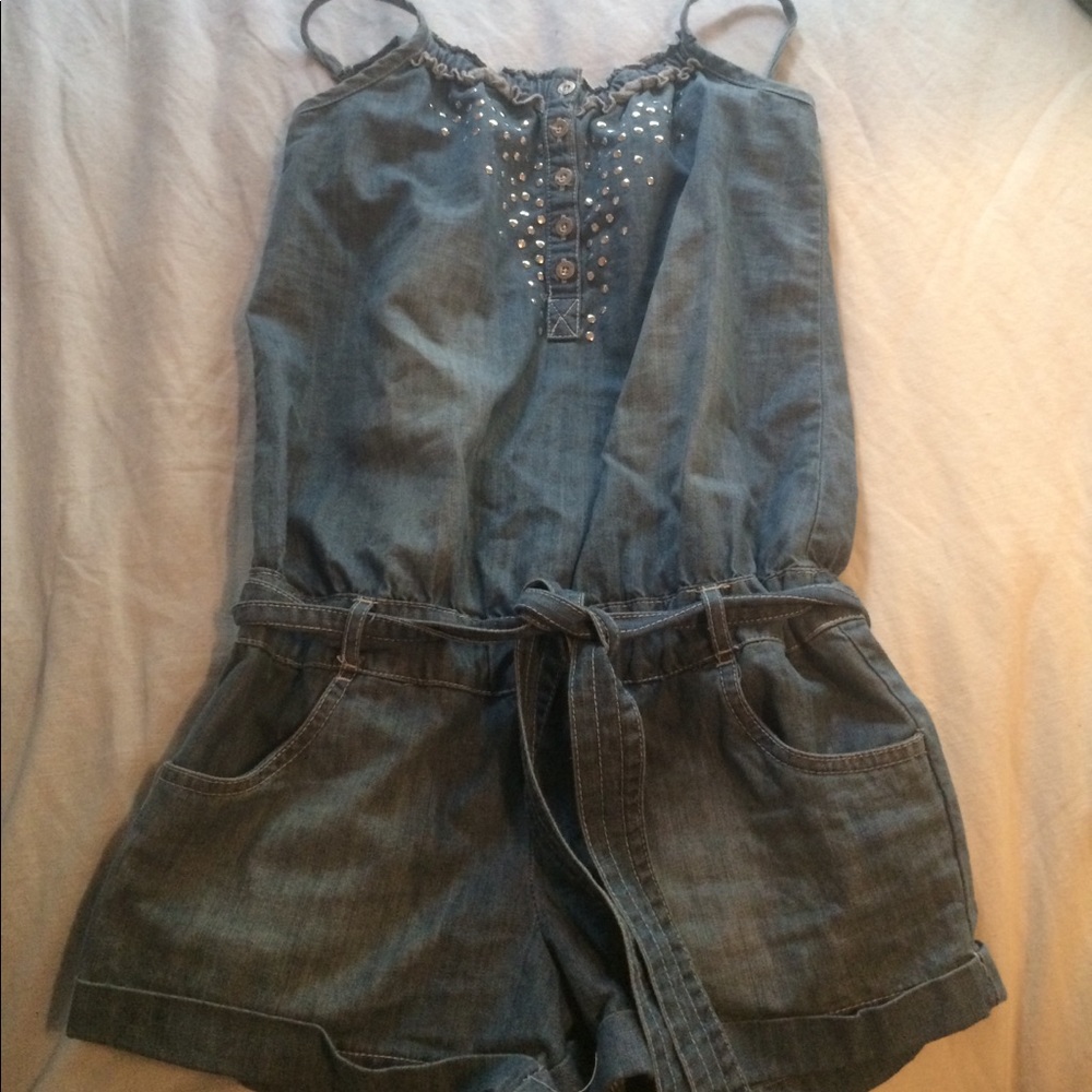 Justice jean jumpsuit.