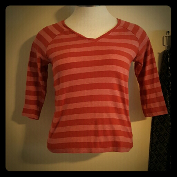Orange striped mid length sleeved shirt - Picture 1 of 1