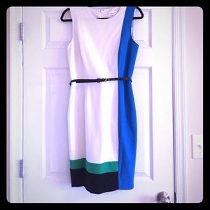Calvin Klein Artsy Work Dress w/ Belt-Size 8