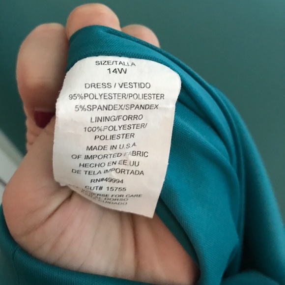 One Shoulder Teal Cocktail dress - Picture 5 of 5