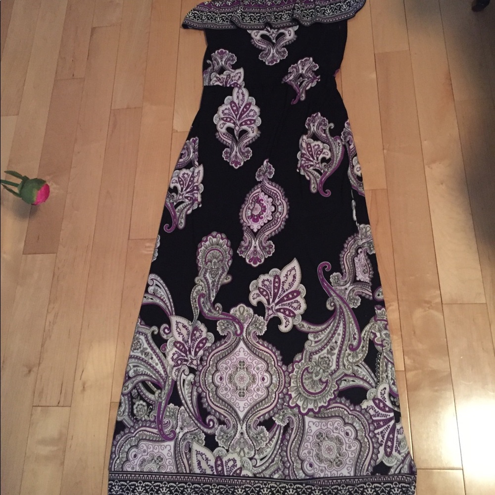 WHBM strapless maxi dress with ruffle