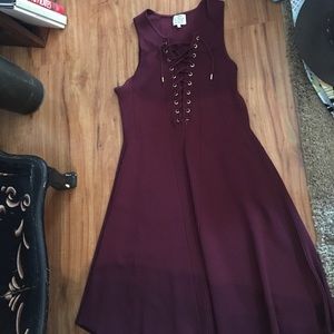 Lace up Burgundy Dress