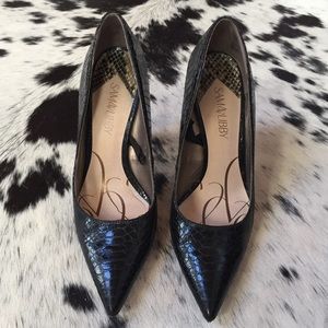 Black Snakeskin Sam & Libby Heels