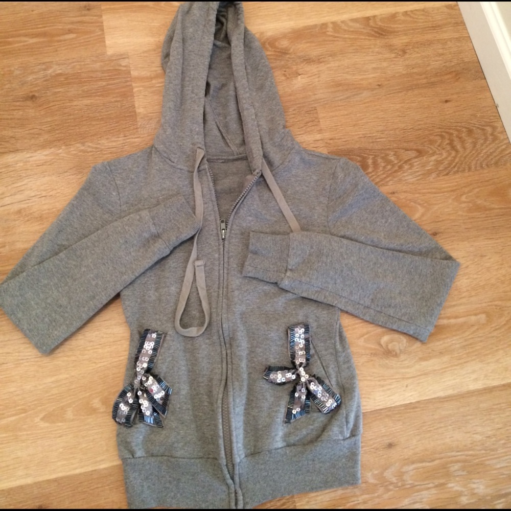 Sequin grey zip up