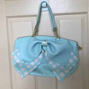 Betsey Johnson purse mint with polka dot bow