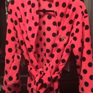 Pink Polka Dot Plush Bathrobe