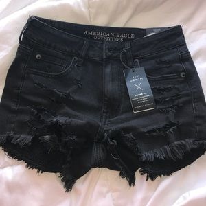Black jean shorts