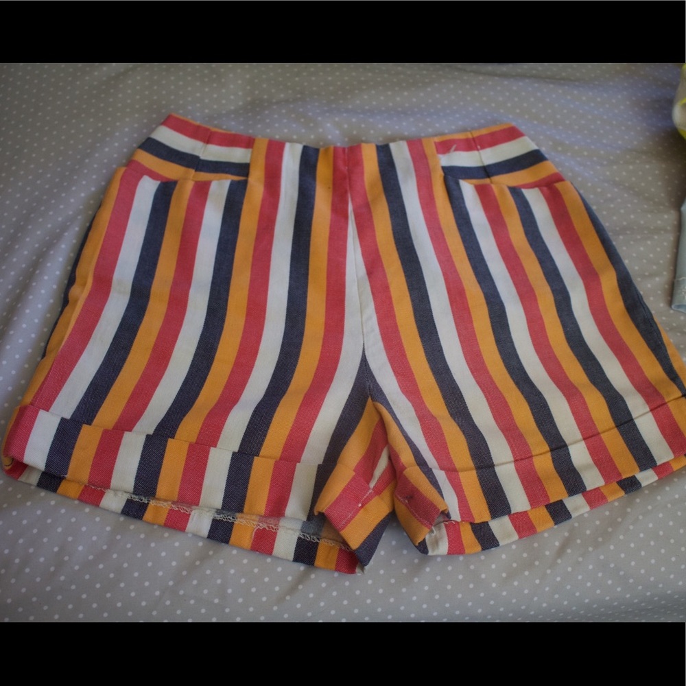 Retro 70s handmade striped shorts