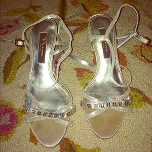 Silver Strappy Heels