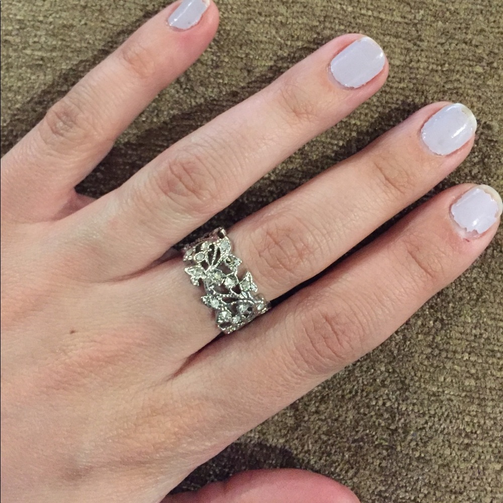 Silver rhinestone ring