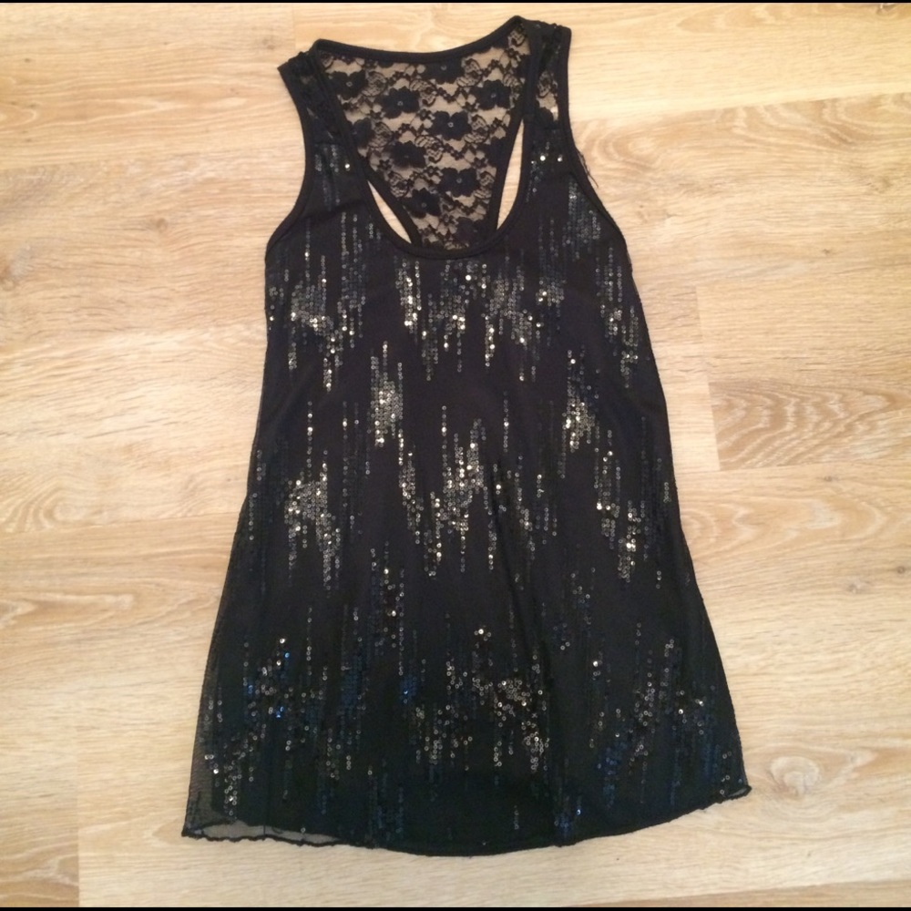 Black sequin tank top