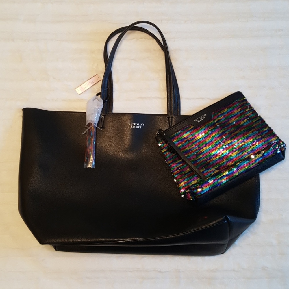 NWT Victoria Secret Bag w/ Sequin Clutch
