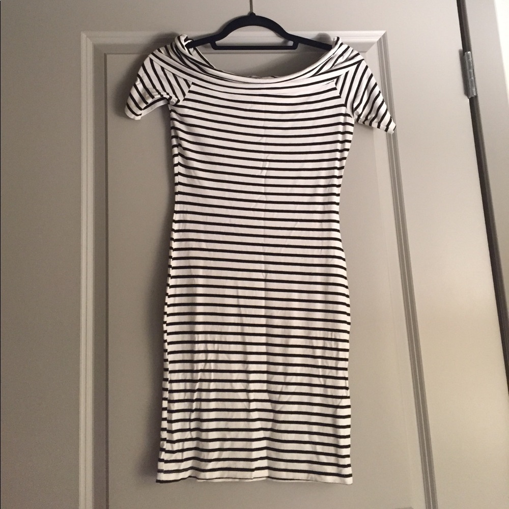 Black and White Stripe Bodycon Dress