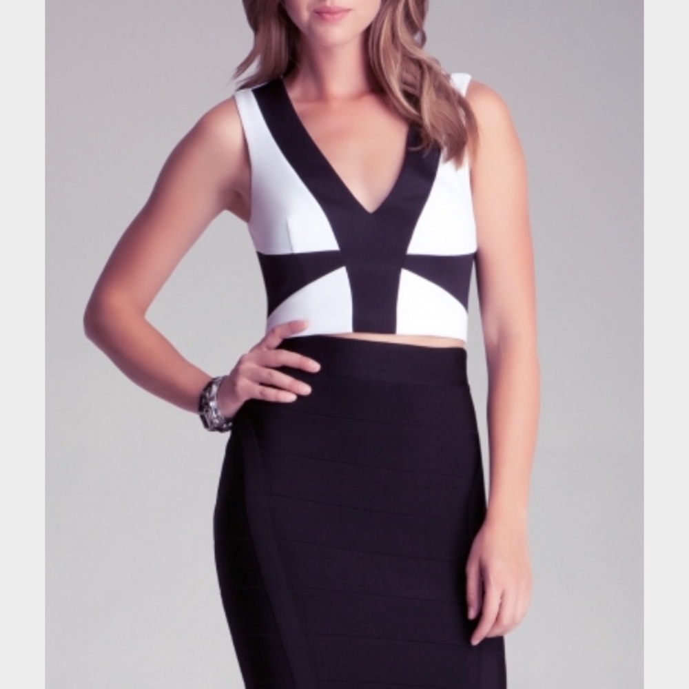 BEBE Black & White Crop