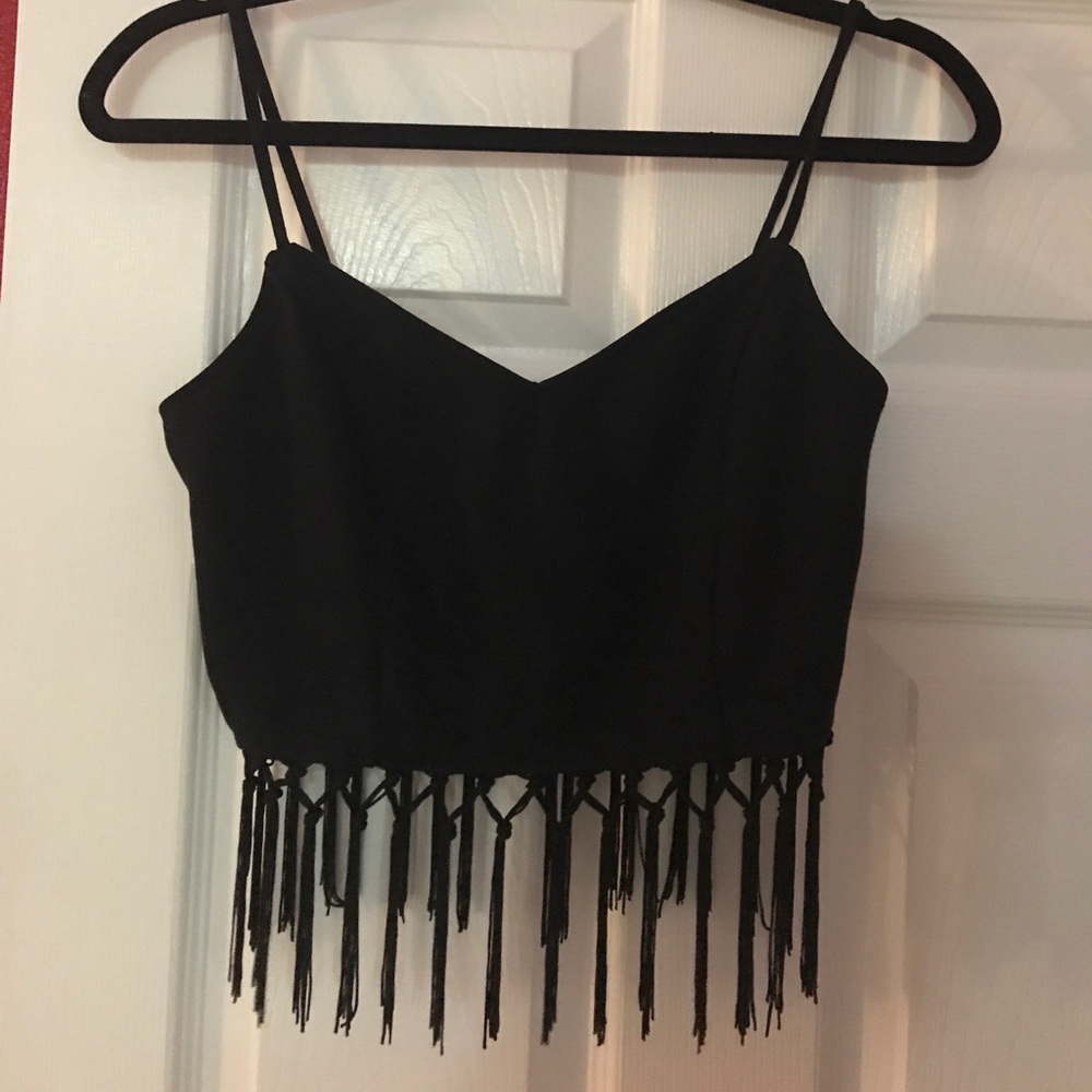 Crop fringe top