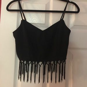 Crop fringe top