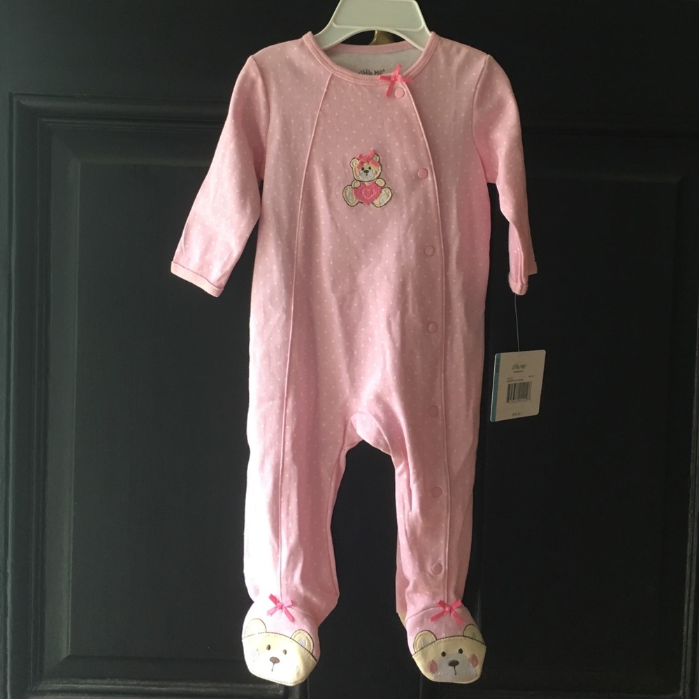 NWT Little Me Polka Dot Footie Pajamas, 6 months.