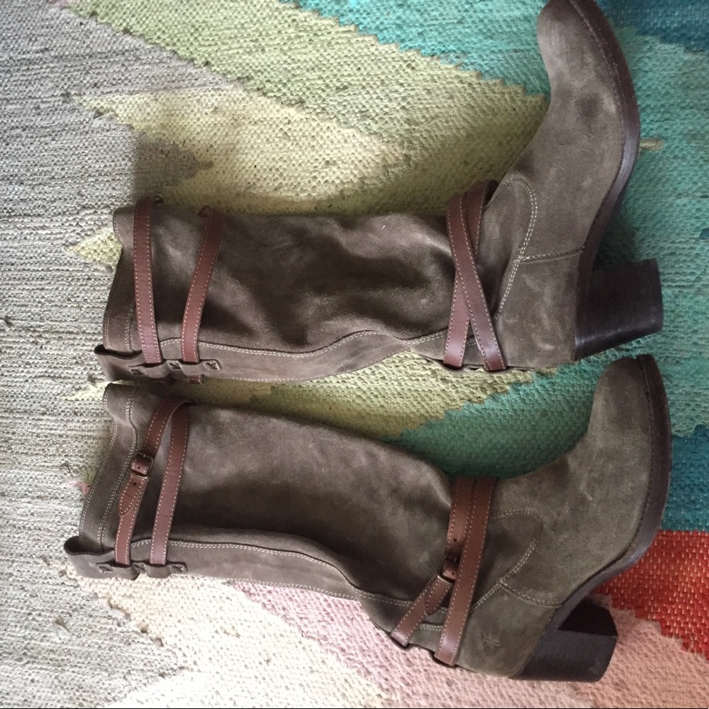 Frye "Jane Strappy" suede tall boots (like new!)