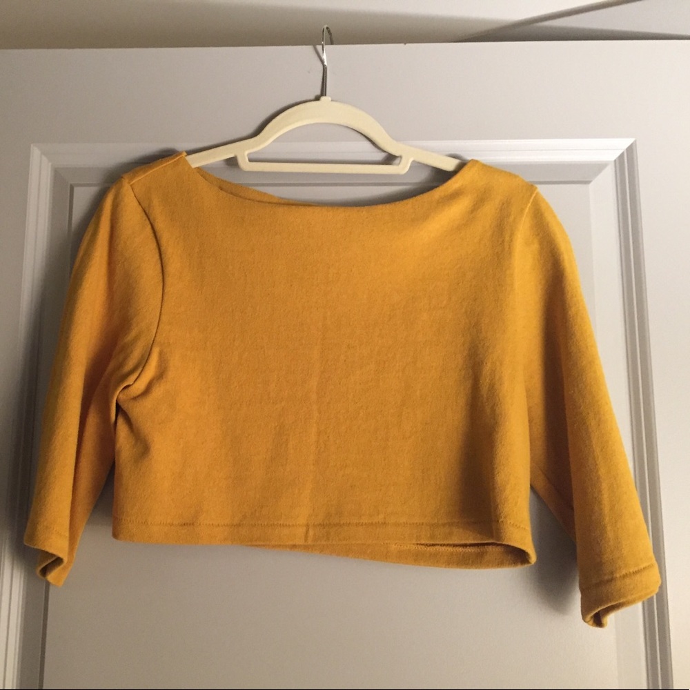 Mustard Crop Top with Boat Neck