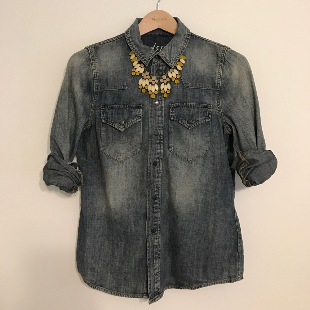 Madewell western style denim shirt.