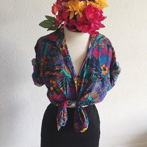 Vintage tropical floral button down