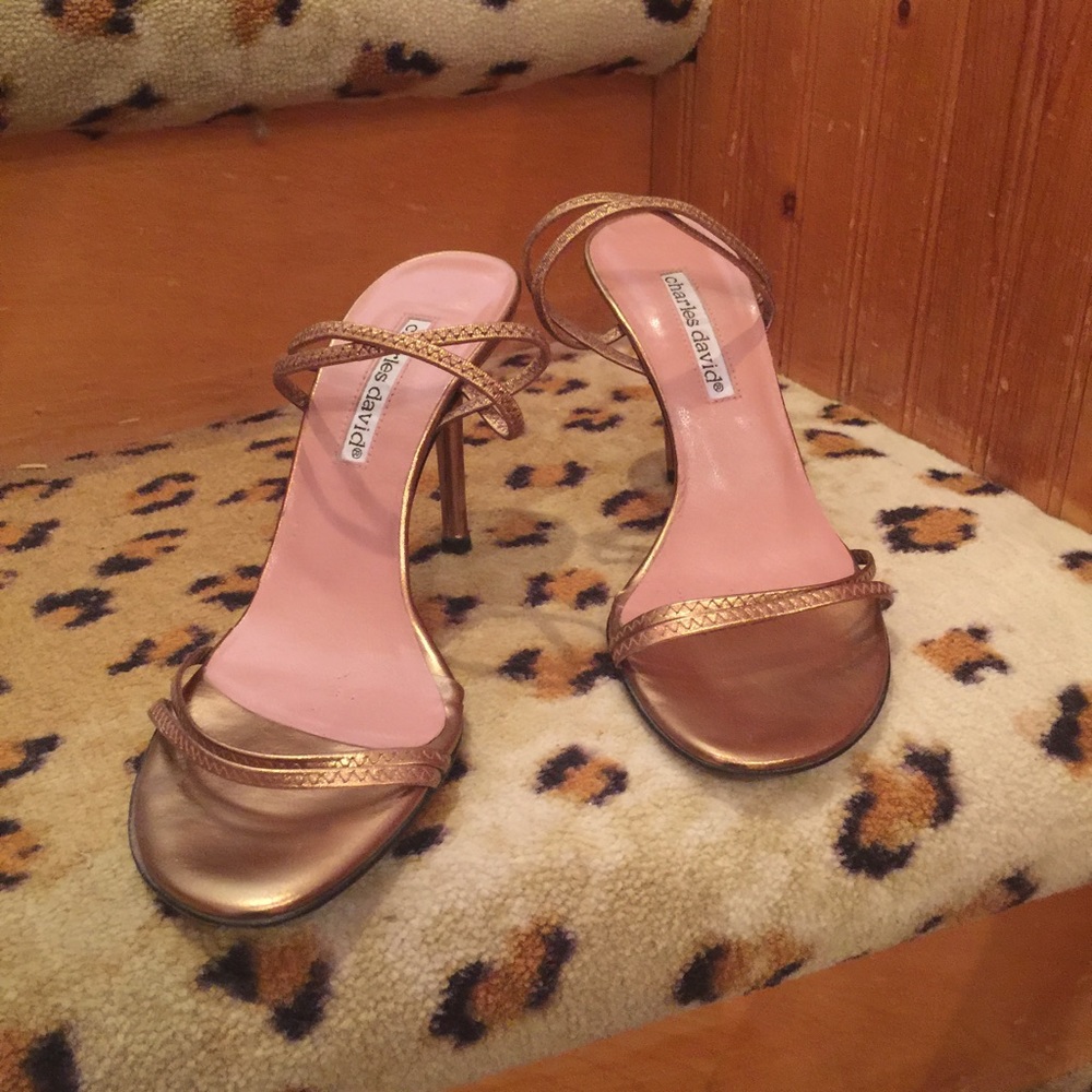 Strappy gold Charles David heels