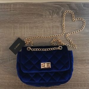 Royal Blue Quilted Velvet Purse