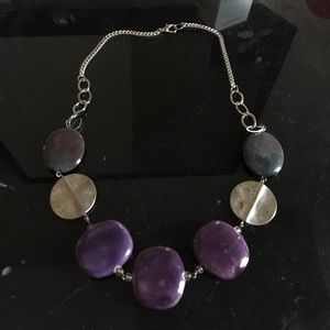 Silver and purple stone necklace