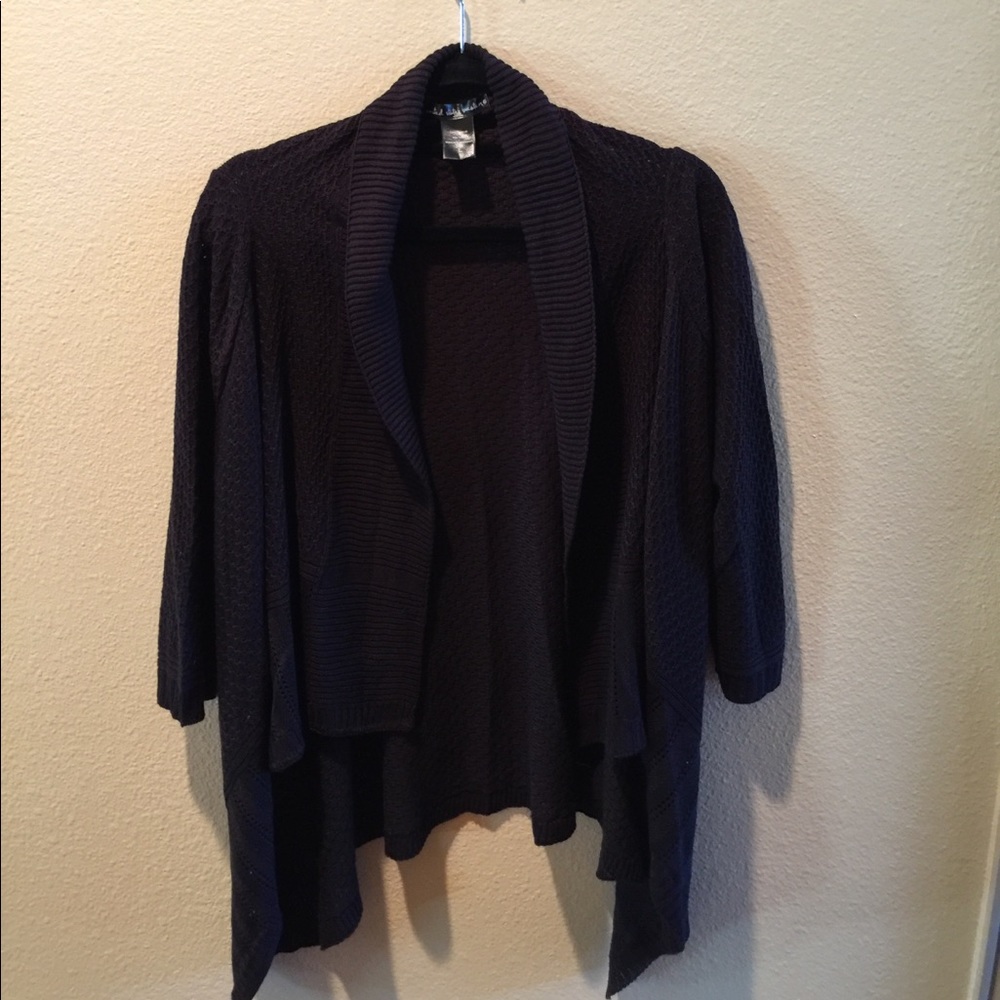 BLACK CARDIGAN-Light 100%Acrylic 3/4 SLEEVES