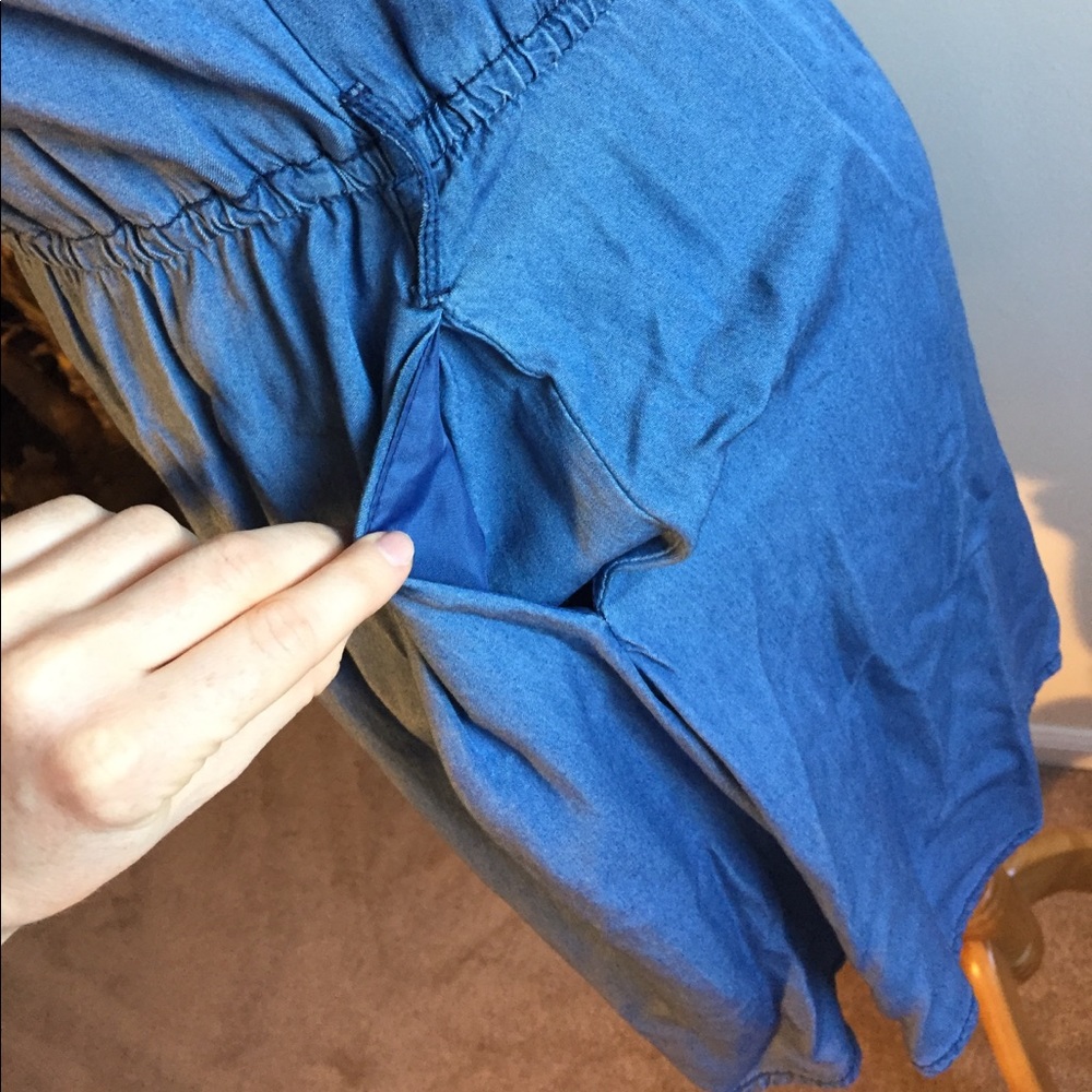 Denim short sleeve dress with pockets