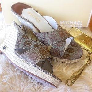 MK Michael Kors Kami Monogram Wedges Wedge Sandals