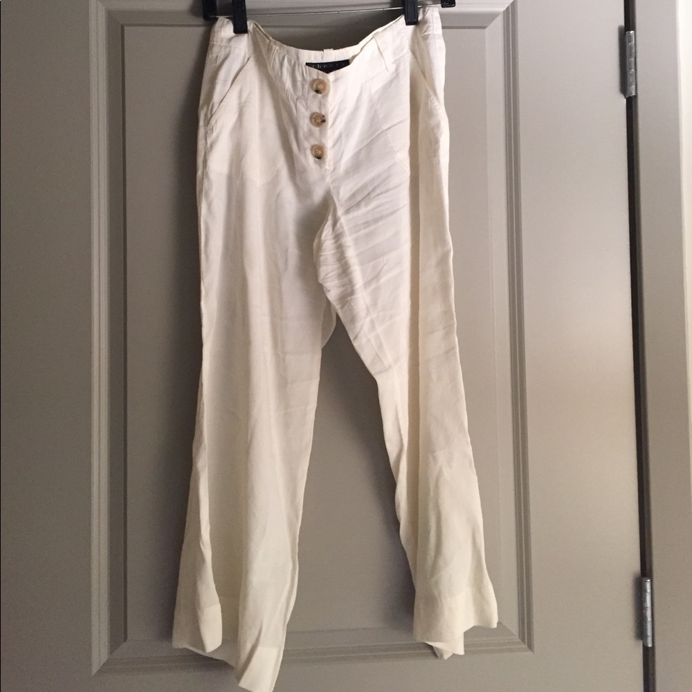 Theory Wide Leg White Crepe Pants