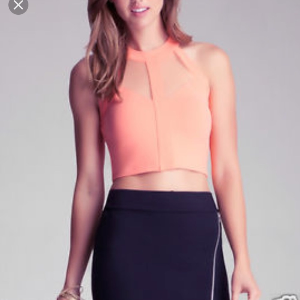 Bebe salmon cotton crop top