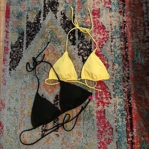 2 triangle bikini tops
