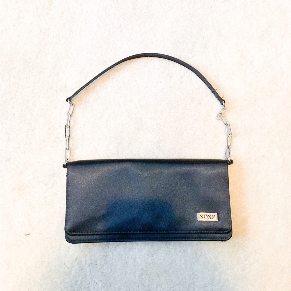 XOXO black satin small purse clutch