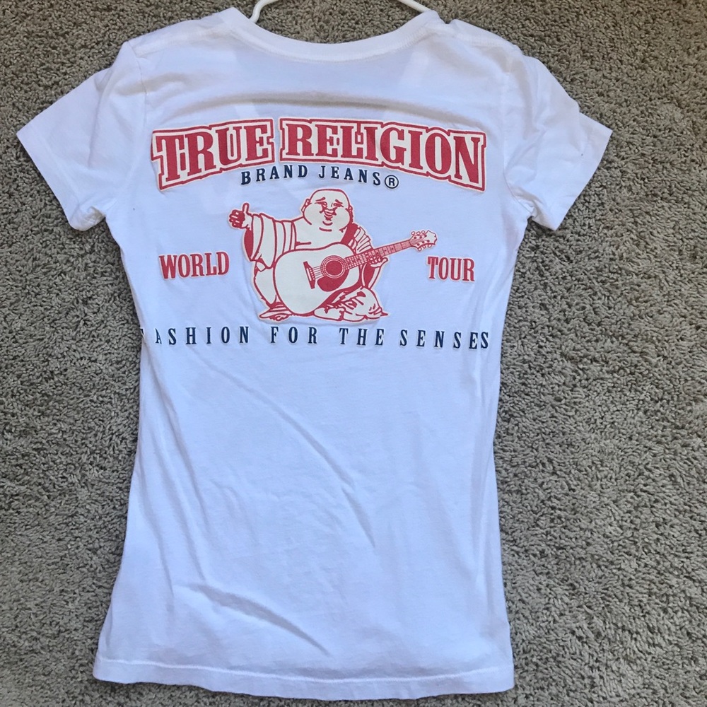 White true religion tee, size small