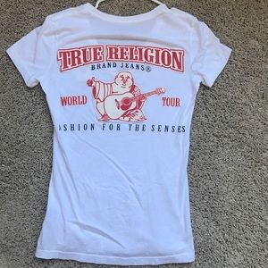 White true religion tee, size small