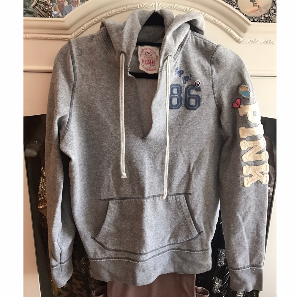 Victoria's Secret Pink Plunge Hoodie w/Patches - M