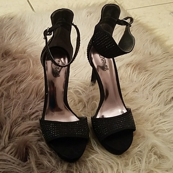 NWOT Black rhinestone ankle strap heels - Picture 3 of 4