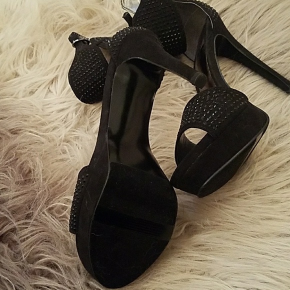 NWOT Black rhinestone ankle strap heels - Picture 4 of 4