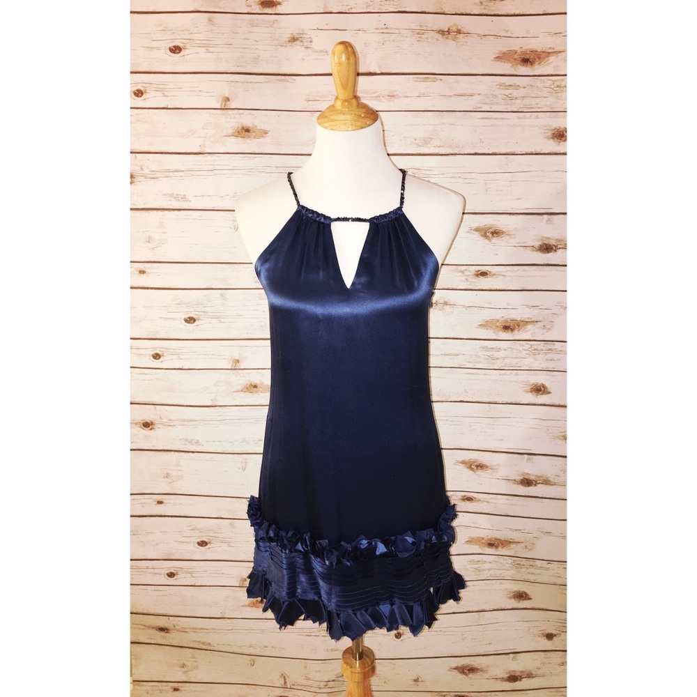 BCBG Maxazria Sz 0 Blue Satin Dress