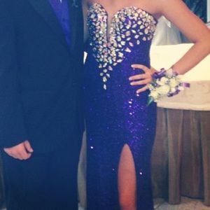 La Femme Strapless Sequin Prom Dress