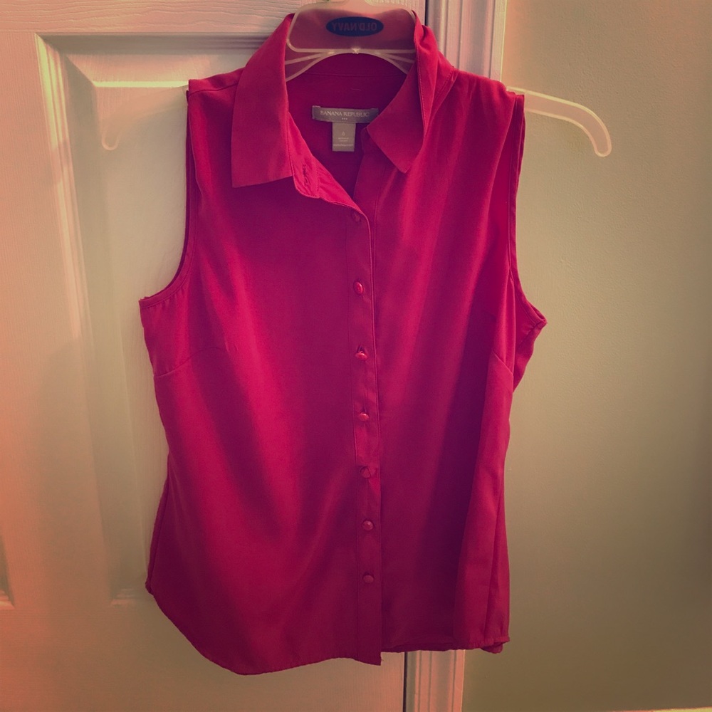 Sleeveless pink blouse