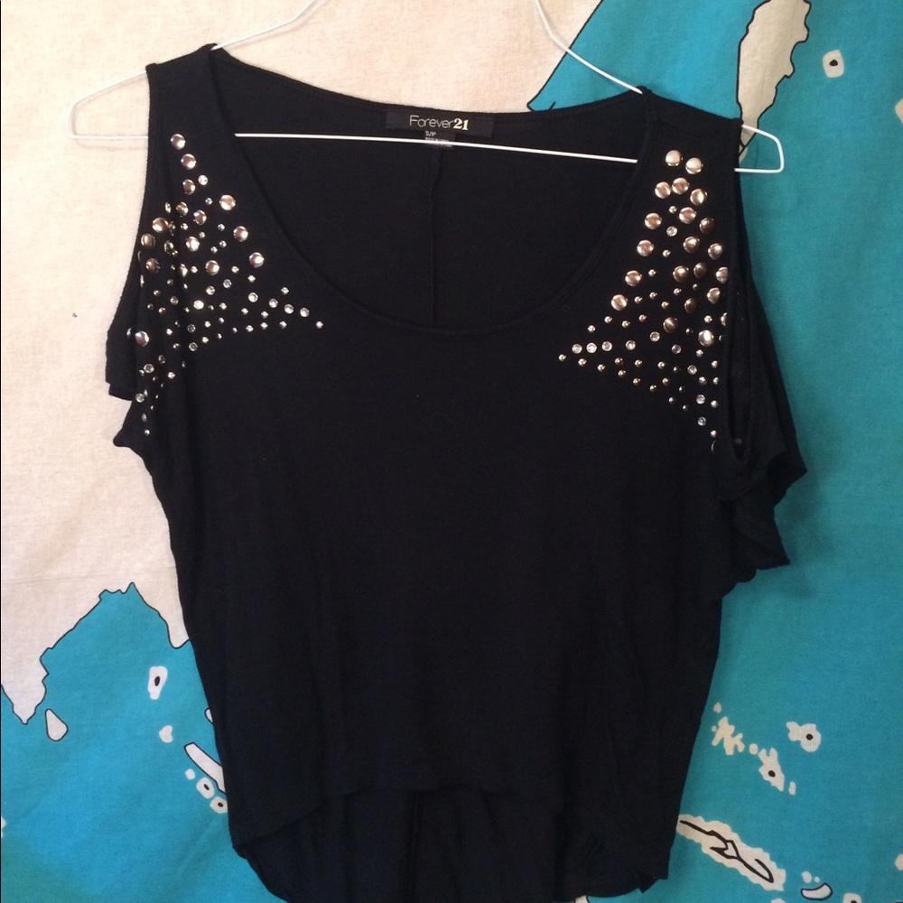 SOLD Open Shoulder Black Shirt